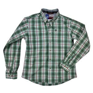 Wrangler George Strait Button Down Boys Green/Red Long Sleeve Size XL
